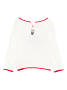 Maglione per neonata Monnalisa bianco con rifiniture rosse - Rubino Kids