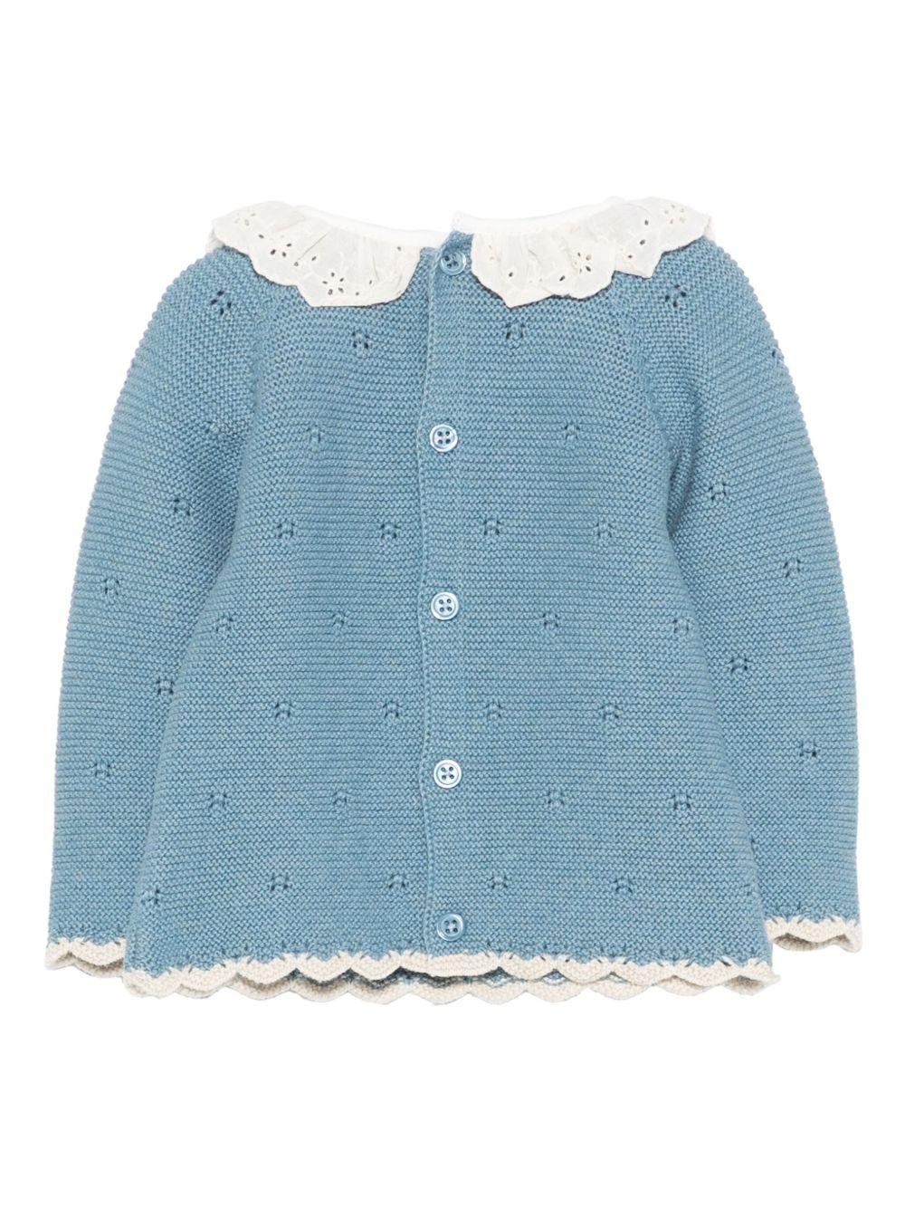 Maglione per neonata Paz Rodríguez blu con dettagli in pizzo - Rubino Kids