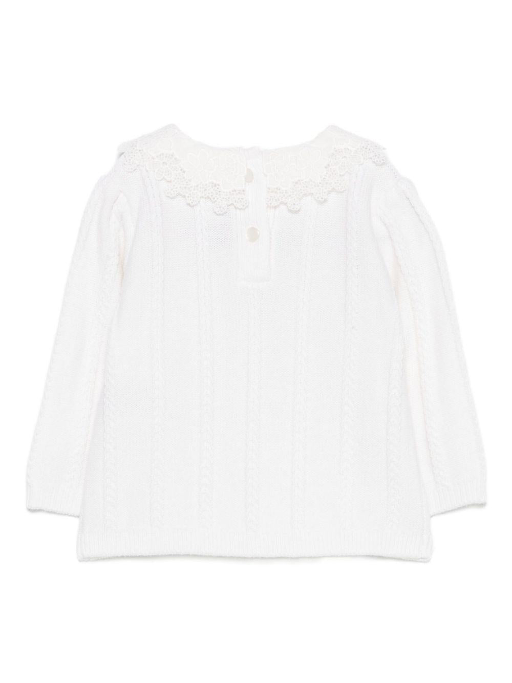 Maglione per neonata Tartine Et Chocolat bianco con colletto in pizzo - Rubino Kids