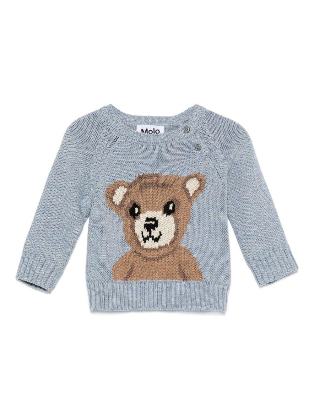 Maglione per neonati Molo azzurro con orsetto intarsiato - Rubino Kids