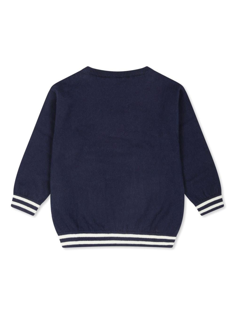 Maglione per neonati Moschino Kids blu con ricamo Teddy Bear - Rubino Kids