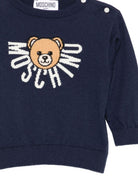 Maglione per neonati Moschino Kids blu con stampa Teddy Bear e logo - Rubino Kids