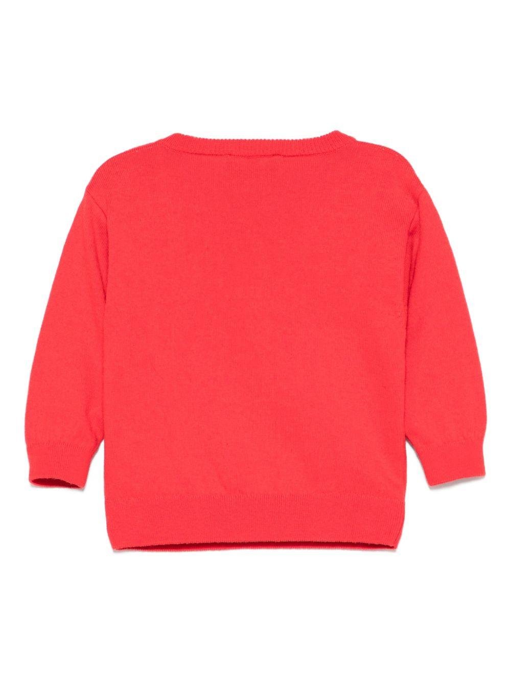 Maglione per neonati Moschino Kids rosso con logo Teddy - Rubino Kids