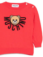 Maglione per neonati Moschino Kids rosso con logo Teddy - Rubino Kids