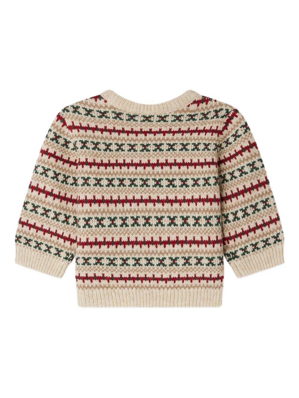 Maglione per neonato Bonpoint beige con motivo Fair Isle - Rubino Kids