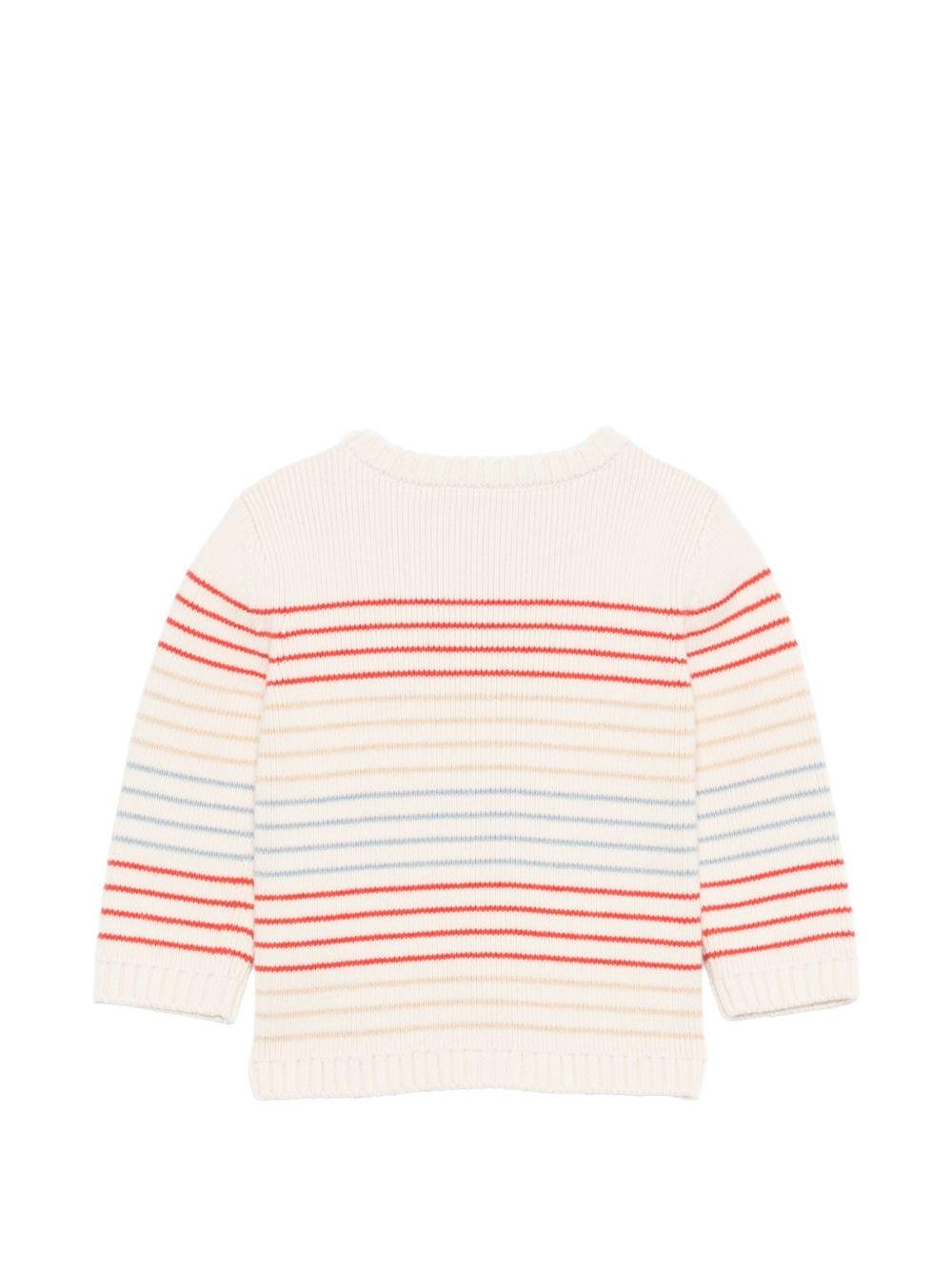 Maglione per neonato Bonpoint bianco con design a righe - Rubino Kids