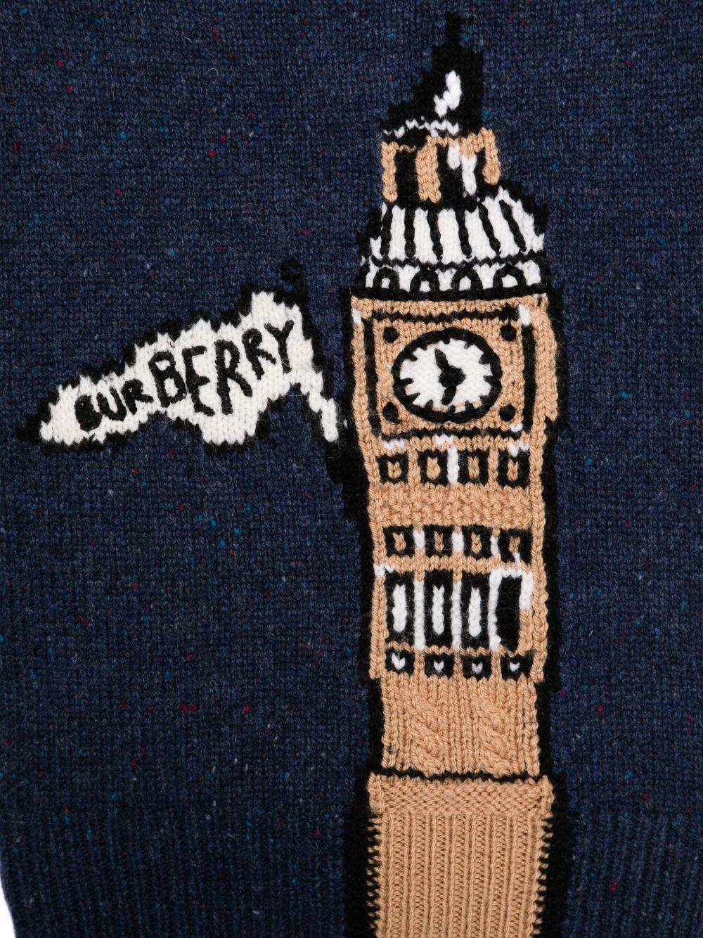 Maglione per neonato Burberry Kids blu con stampa Big Ben - Rubino Kids