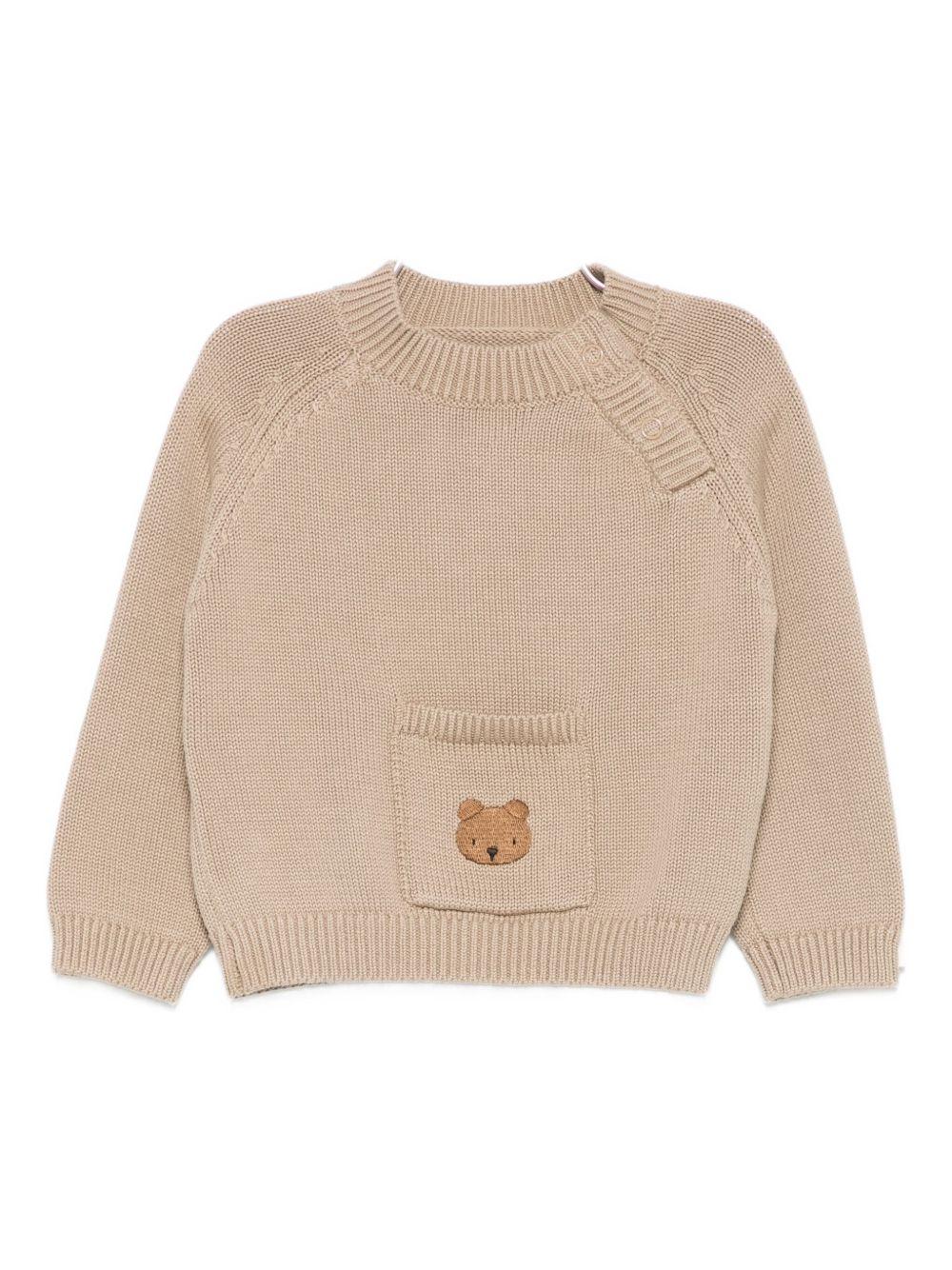 Maglione per neonato Donsje beige con ricamo orso - Rubino Kids