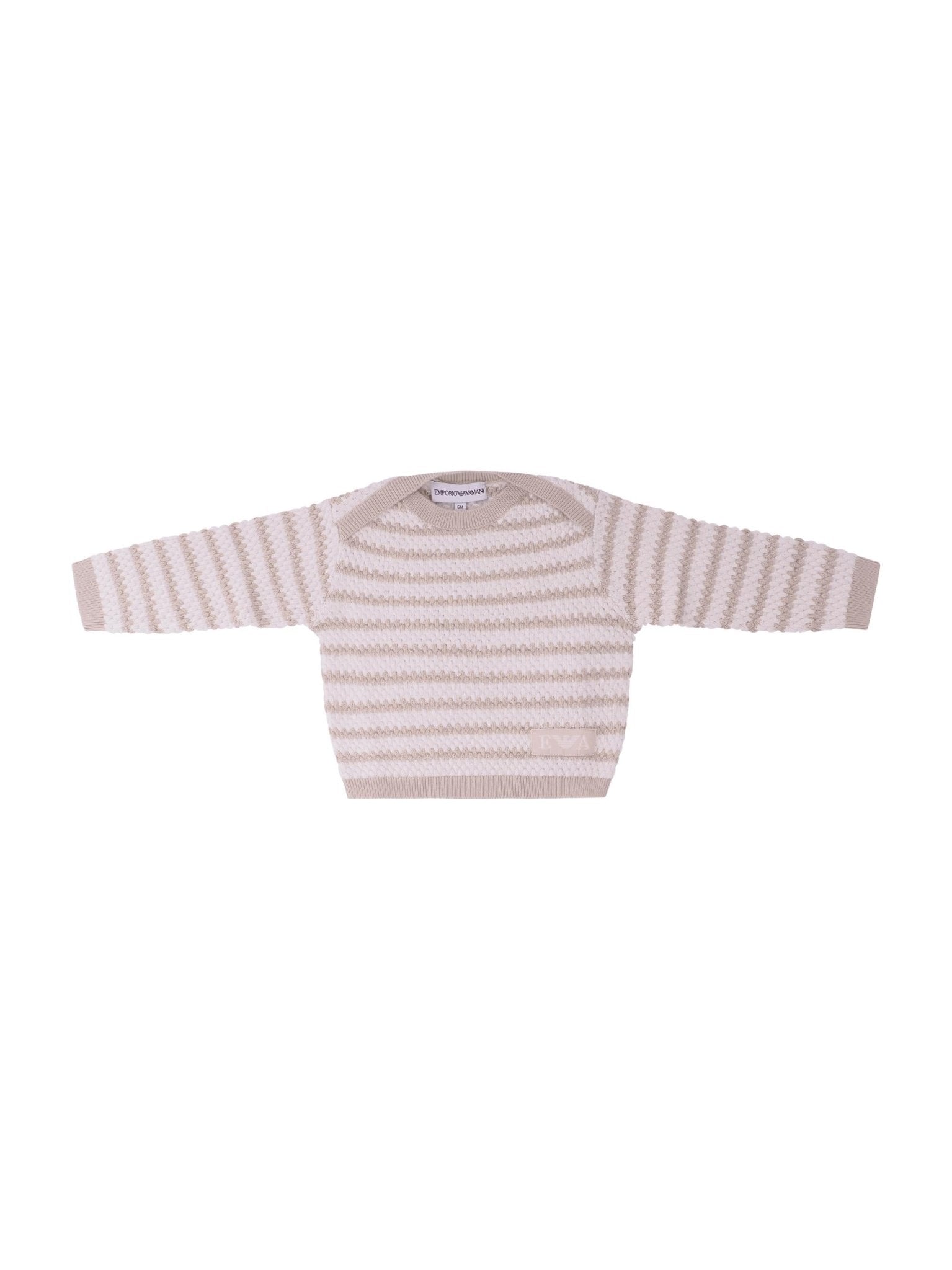Maglione per neonato Emporio Armani Kids beige con motivo a righe - Rubino Kids