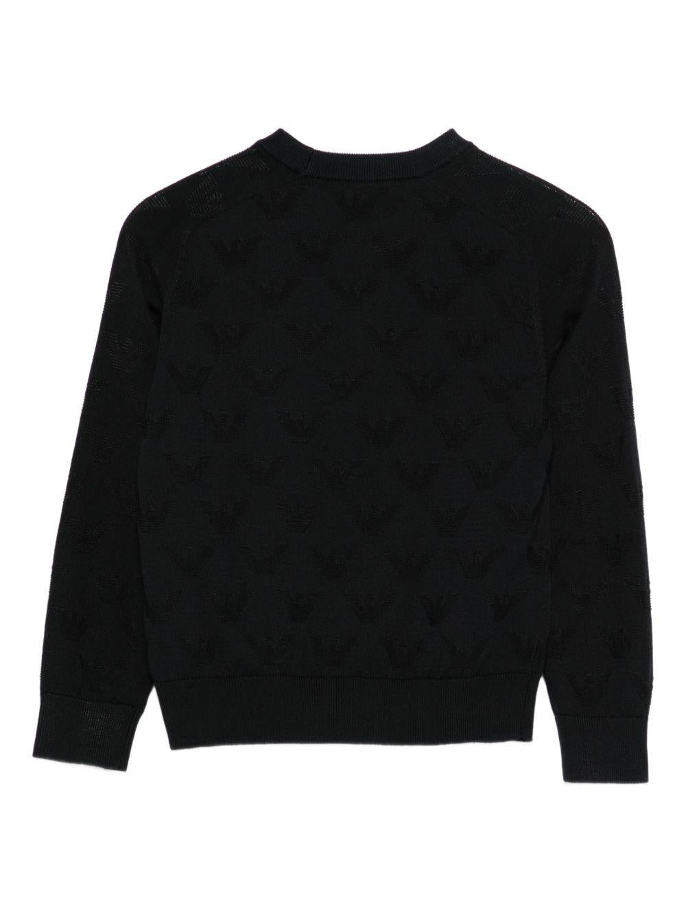 Maglione per neonato Emporio Armani Kids blu con scollo rotondo - Rubino Kids