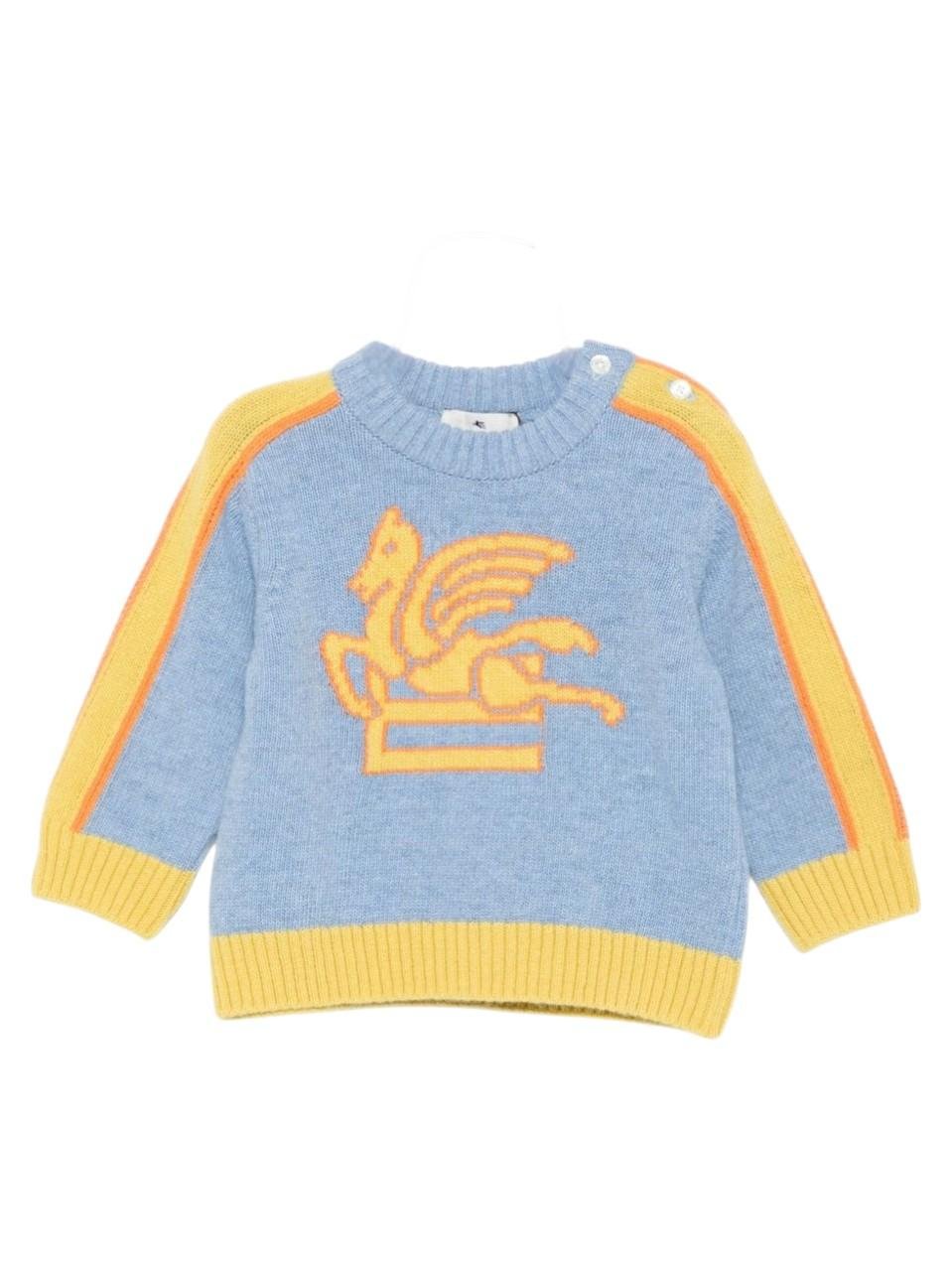 Maglione per neonato ETRO Kids azzurro con motivo Pegaso ricamato - Rubino Kids
