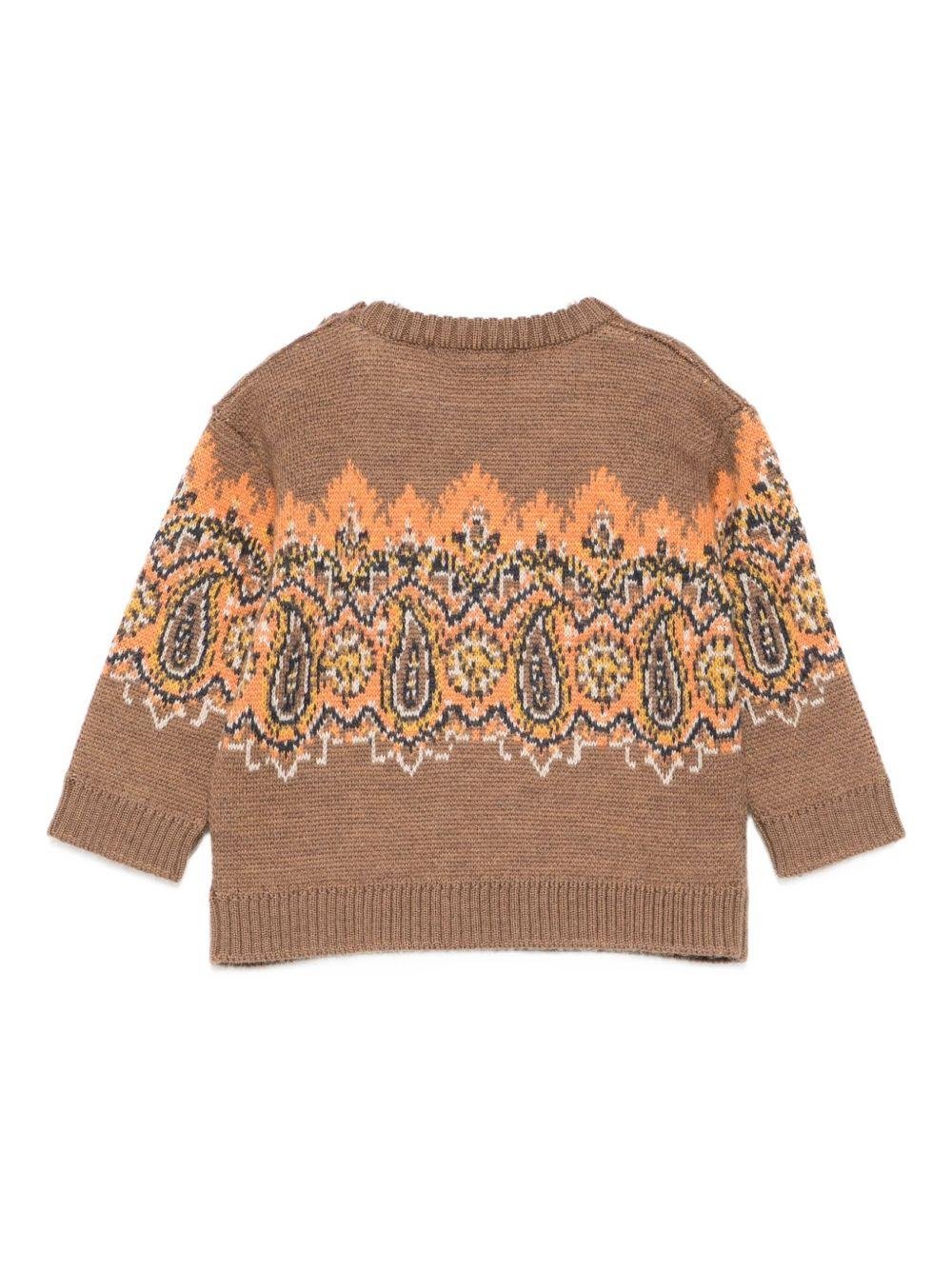Maglione per neonato Etro Kids marrone con decorazioni paisley - Rubino Kids