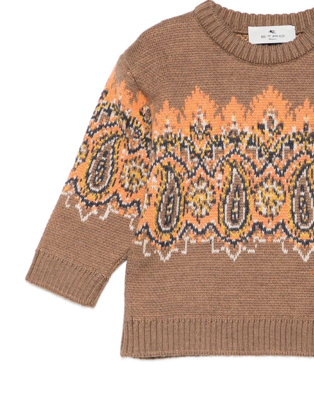 Maglione per neonato Etro Kids marrone con decorazioni paisley - Rubino Kids