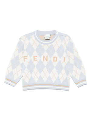 Maglione per neonato Fendi Kids azzurro con ricamo