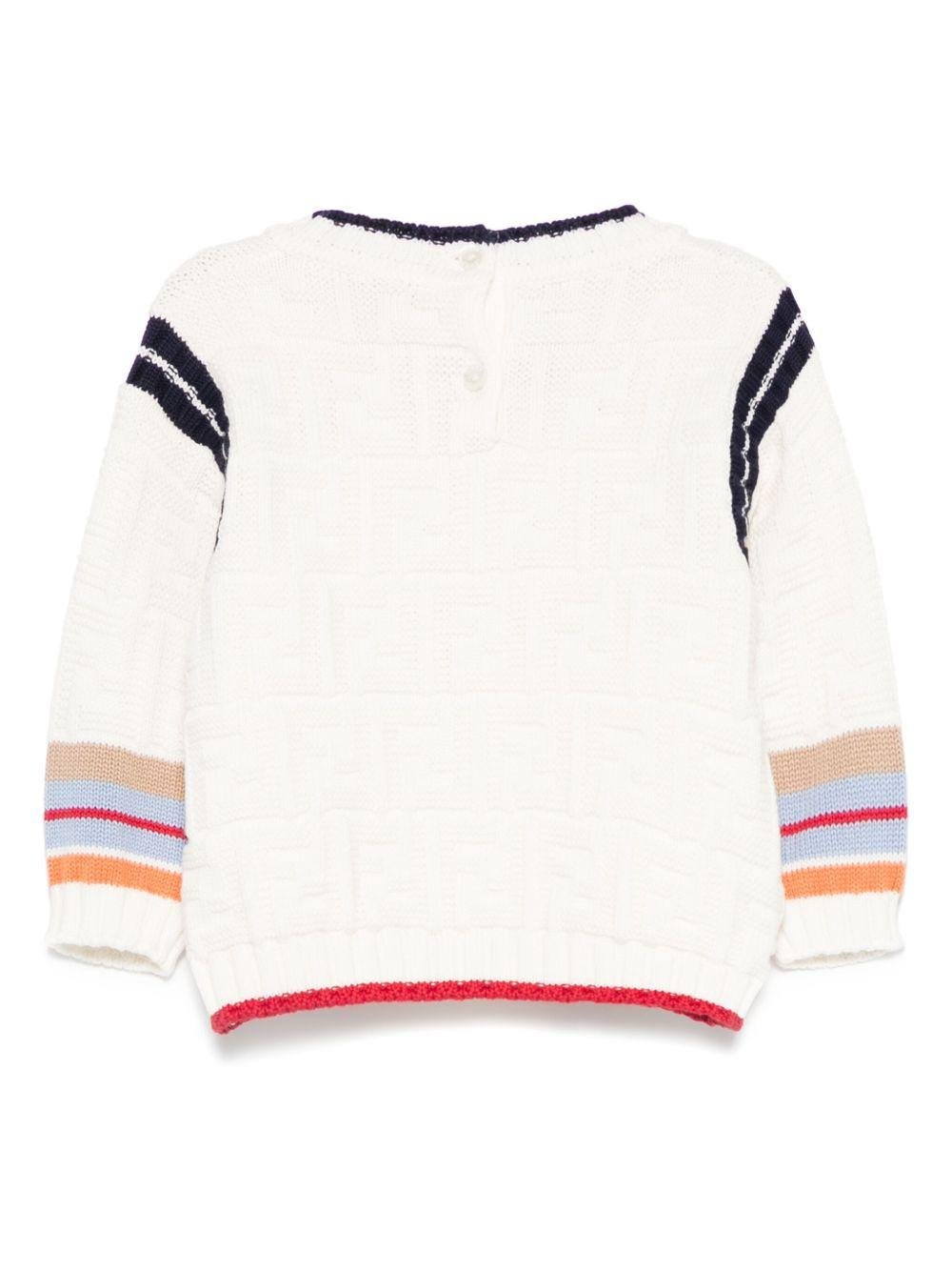 Maglione per neonato Fendi Kids beige con dettaglio a righe - Rubino Kids