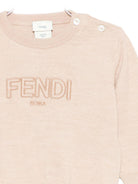 Maglione per neonato Fendi Kids beige con logo ricamato - Rubino Kids