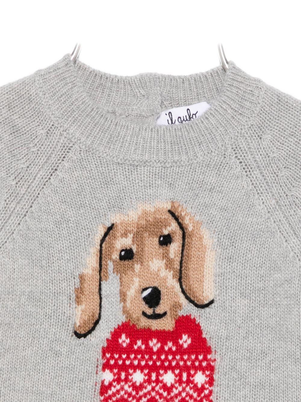 Maglione per neonato Il Gufo grigio con ricamo cagnolino - Rubino Kids