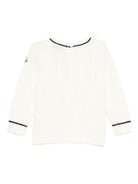 Maglione per neonato Moncler Enfant bianco con finiture a trecce - Rubino Kids
