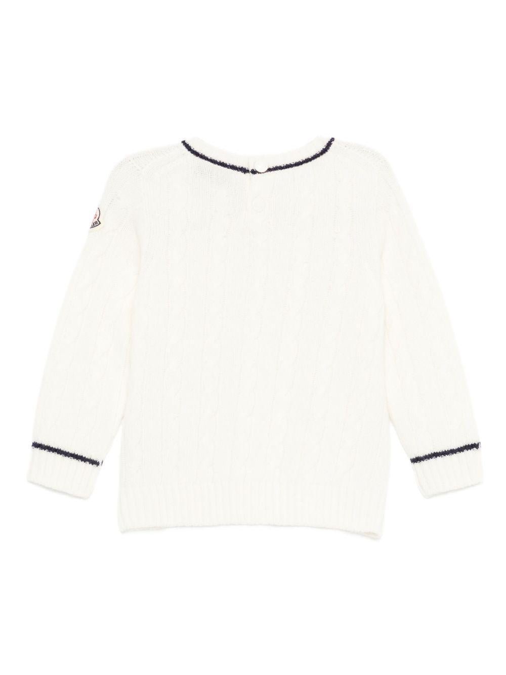 Maglione per neonato Moncler Enfant bianco con finiture a trecce - Rubino Kids