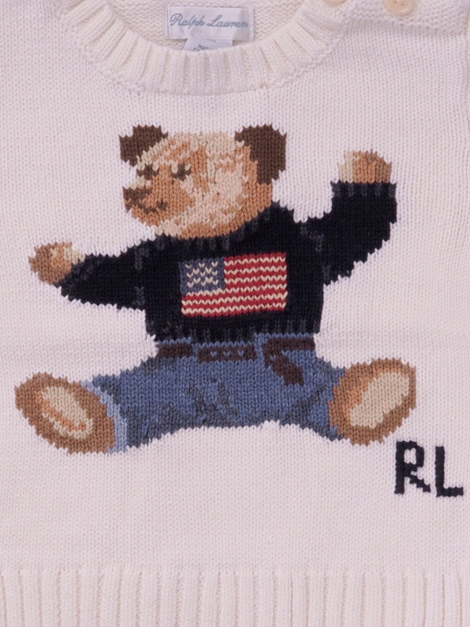 Maglione per neonato Polo Ralph Lauren Kids bianca con stampa grafica sul davanti<BR/> - Rubino Kids