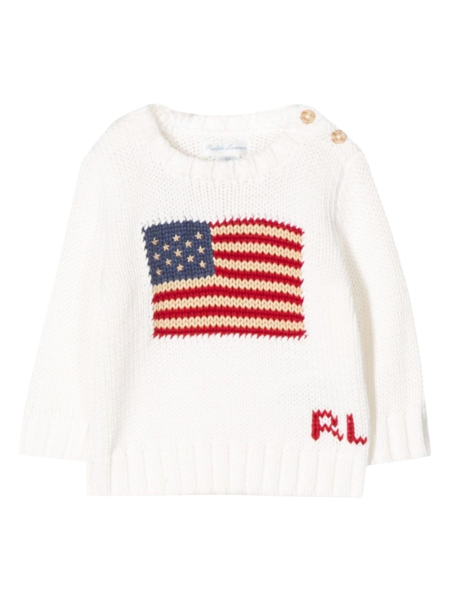 Maglione per neonato Polo Ralph Lauren Kids bianco con bandiera americana - Rubino Kids