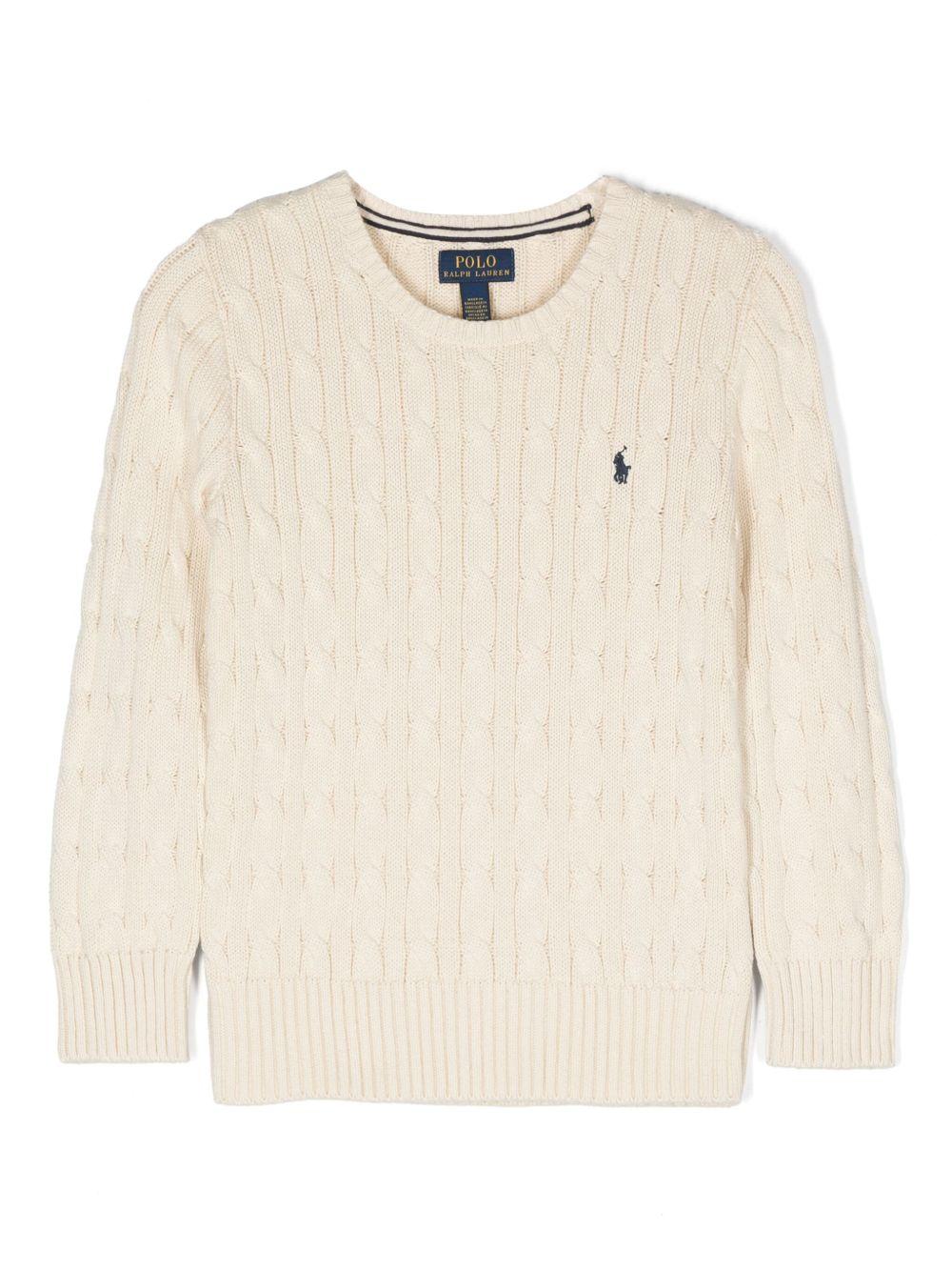 Maglione per neonato Polo Ralph Lauren Kids bianco con caratteristico motivo Polo Pony - Rubino Kids