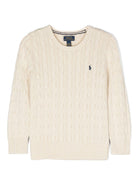 Maglione per neonato Polo Ralph Lauren Kids bianco con caratteristico motivo Polo Pony - Rubino Kids