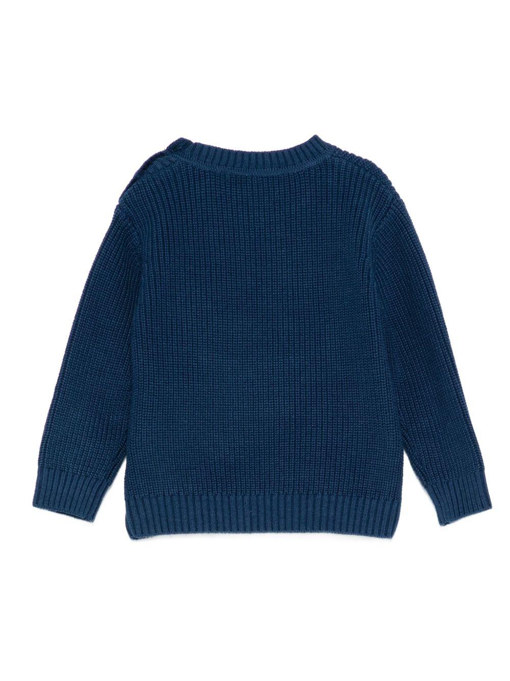 Maglione per neonato Stella McCartney Kids blu con faccia di mostro - Rubino Kids