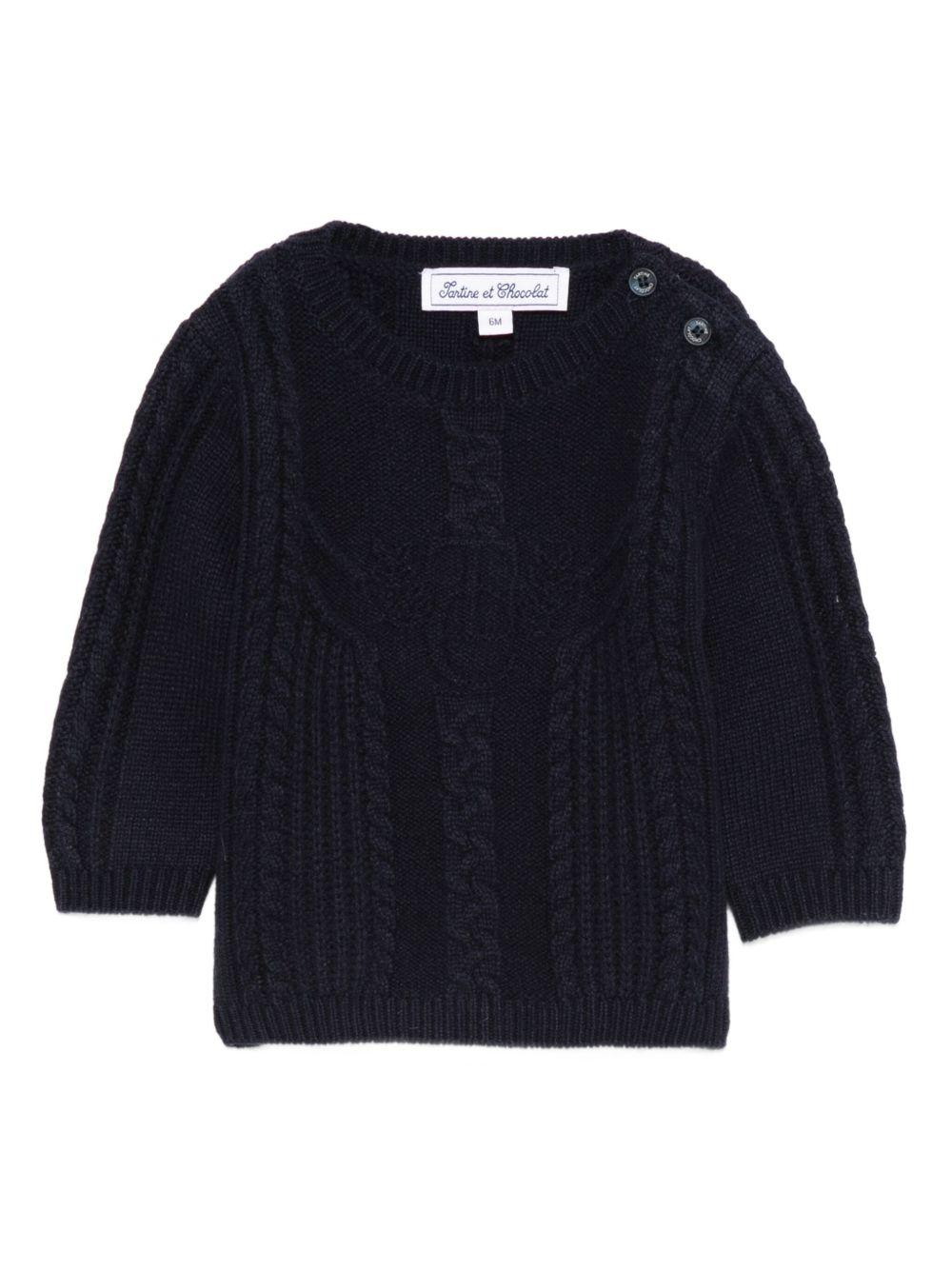 Maglione per neonato Tartine Et Chocolat blu con chiusura a bottoni - Rubino Kids