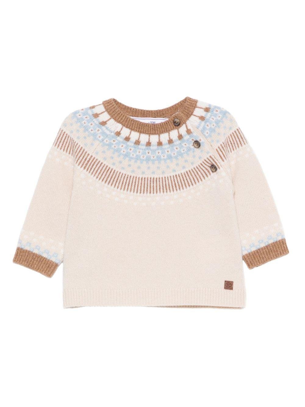 Maglione per neonato Tartine Et Chocolate beige con motivo fair isle - Rubino Kids