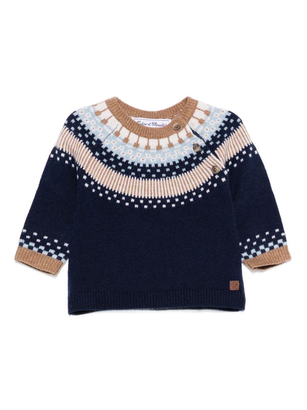 Maglione per neonato Tartine Et Chocolate blu con motivo fair isle - Rubino Kids