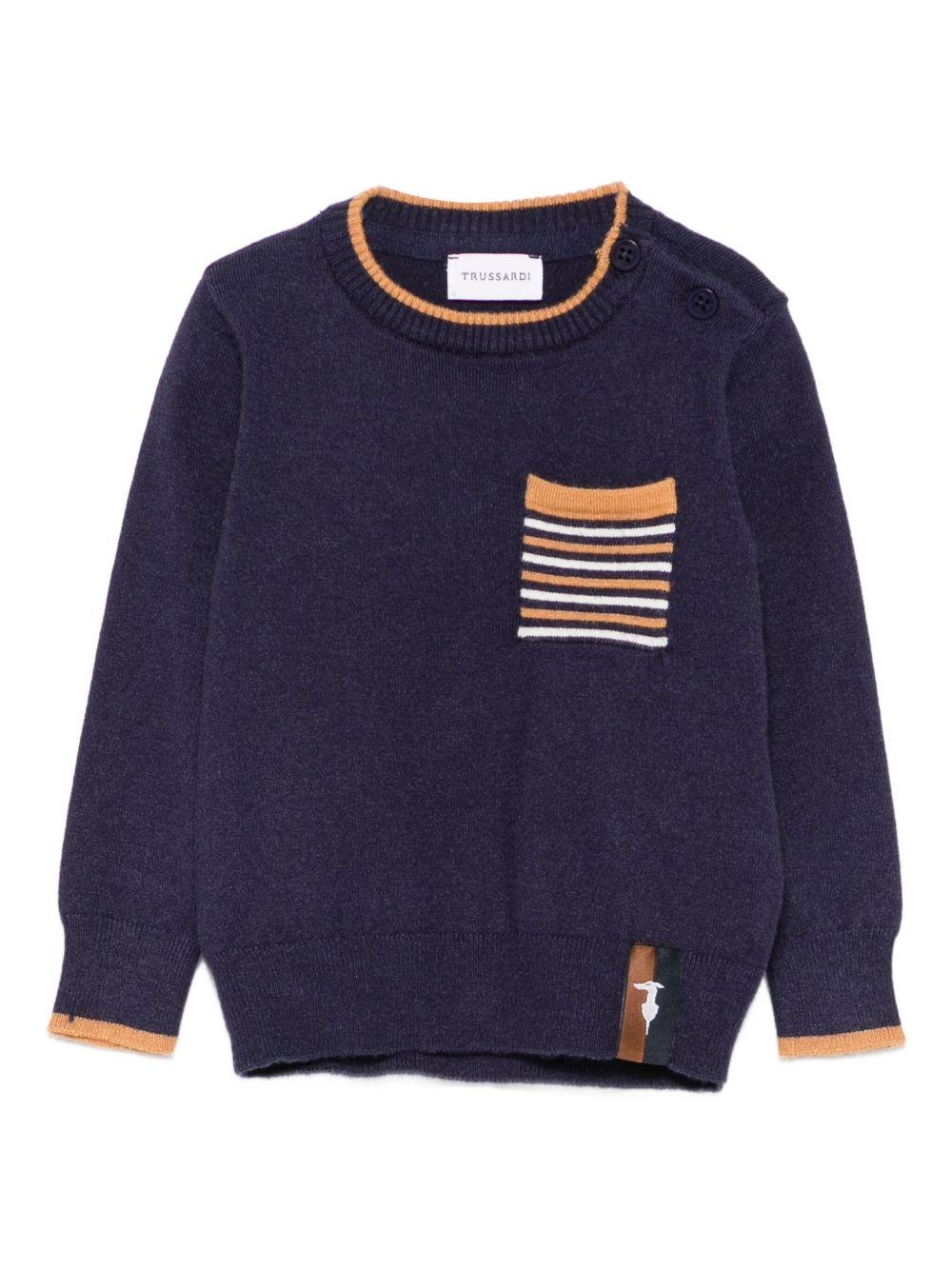 Maglione per neonato TRUSSARDI JUNIOR blu con dettaglio a righe - Rubino Kids