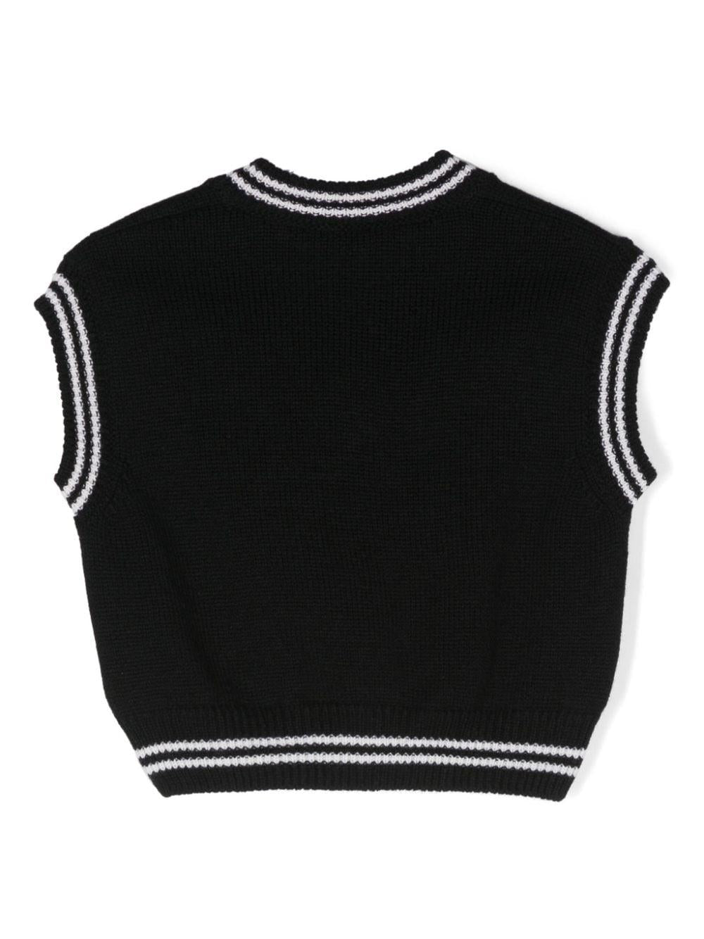 Maglione smanicato per bambina Elisabetta Franchi La Mia Bambina nero con scollo a V - Rubino Kids