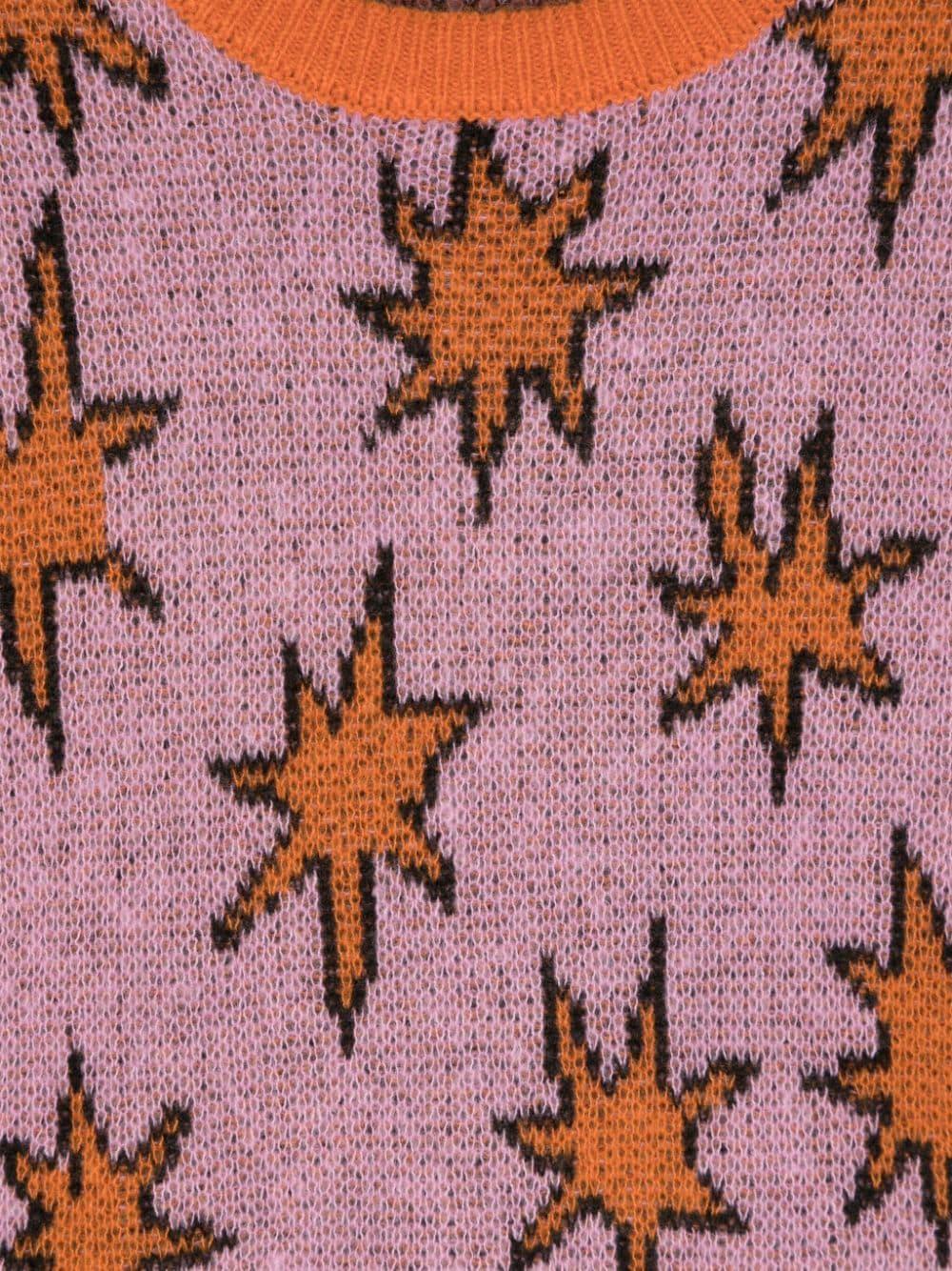 Maglione Stars con effetto jacquard per bambina Stella McCartney Kids viola con orlo a coste - Rubino Kids