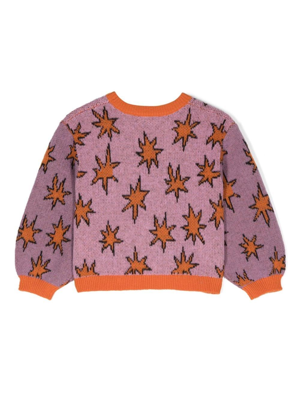 Maglione Stars con effetto jacquard per bambina Stella McCartney Kids viola con orlo a coste - Rubino Kids