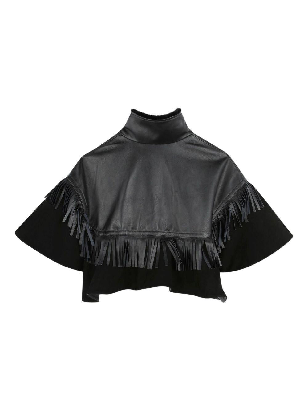 Mantella per bambina Chloé Kids nera con frange - Rubino Kids