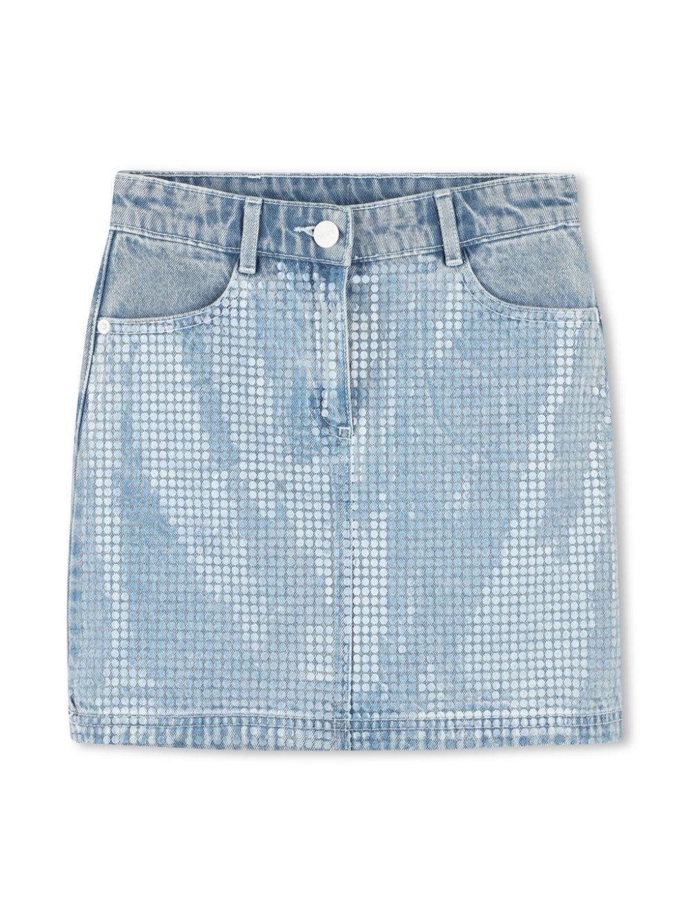 Minigonna con paillettes per bambina Dkny Kids blu con vita media - Rubino Kids