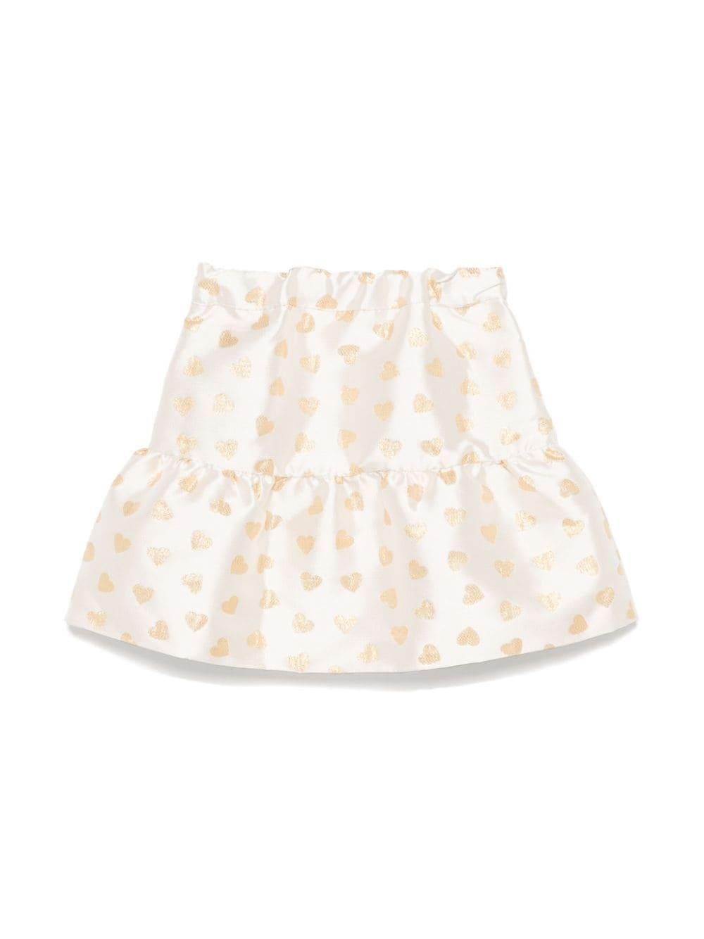 Minigonna con stampa cuore per bambina Moschino Kids bianca con orlo increspato - Rubino Kids