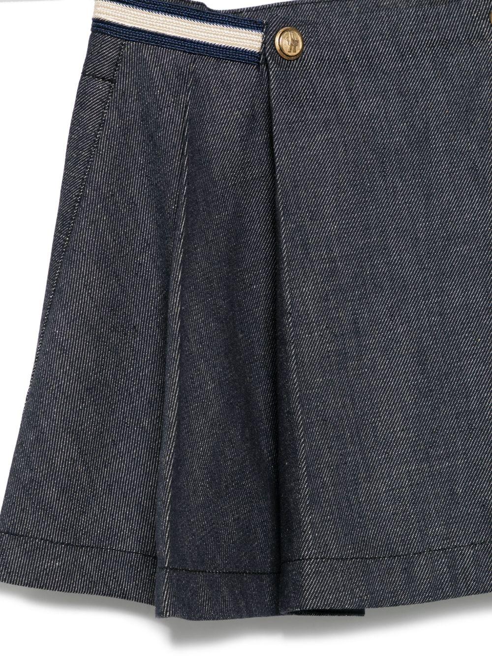 Minigonna denim per bambina Moncler Enfant blu con dettaglio a righe - Rubino Kids