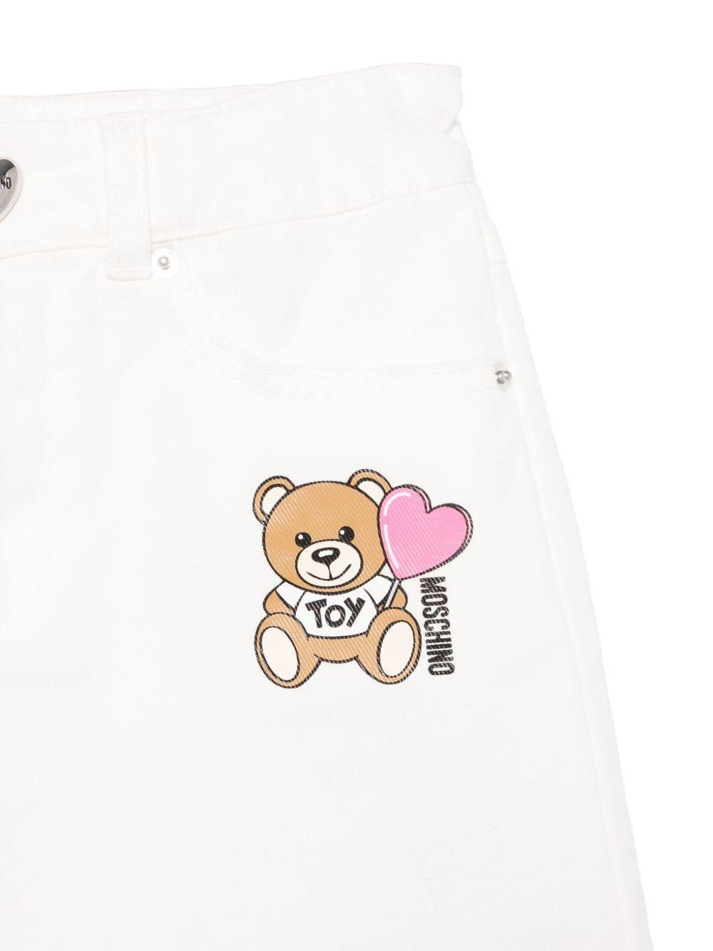 Minigonna denim per bambina Moschino Kids bianco con passanti - Rubino Kids
