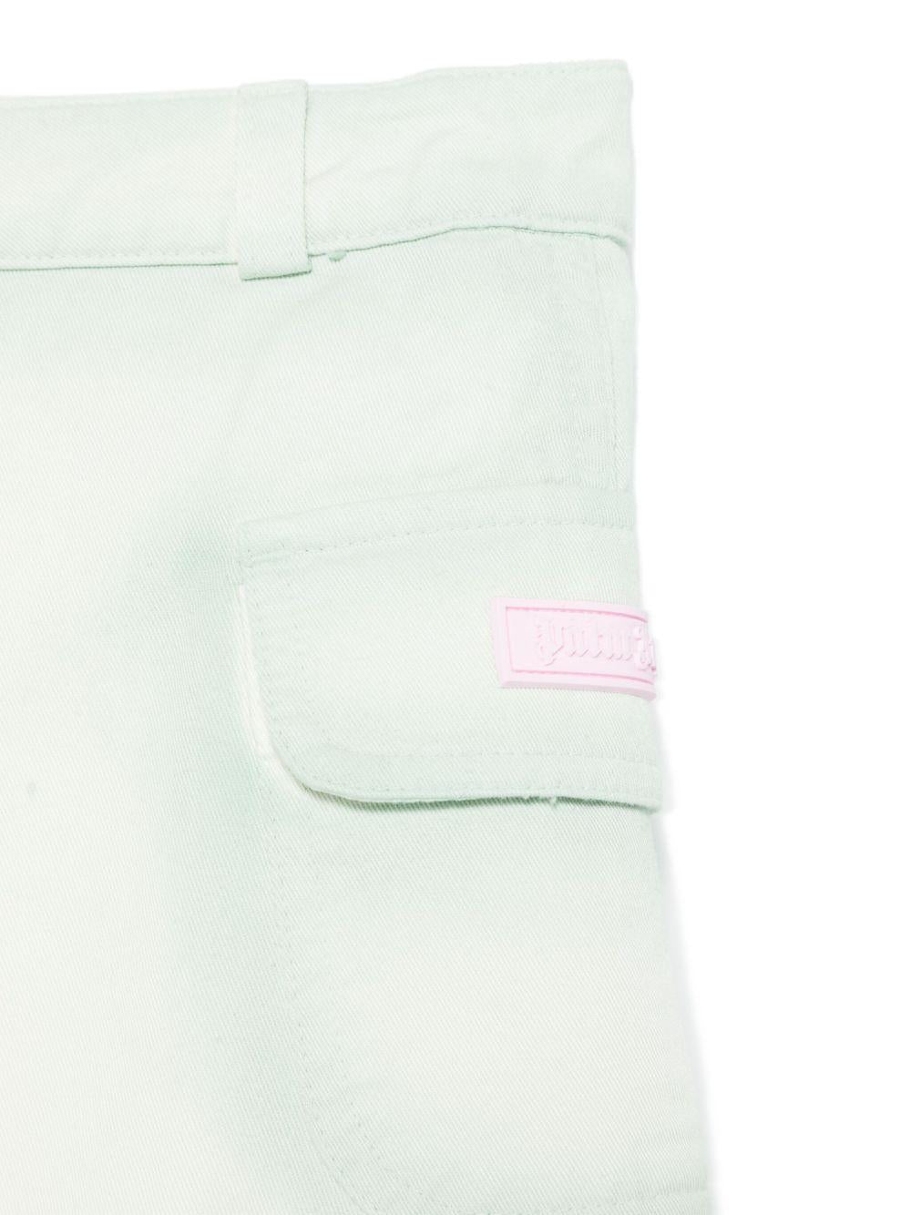 Minigonna denim per bambina Palm Angels Kids verde con passanti - Rubino Kids