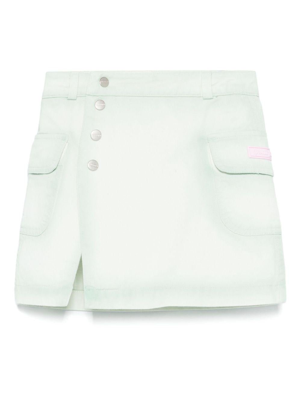 Minigonna denim per bambina Palm Angels Kids verde con passanti - Rubino Kids