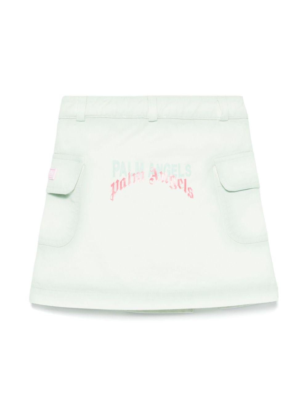 Minigonna denim per bambina Palm Angels Kids verde con passanti - Rubino Kids