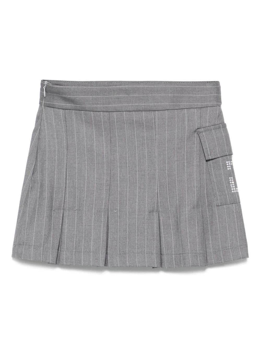 Minigonna per bambina John Richmond Junior grigio gessata plissettata - Rubino Kids