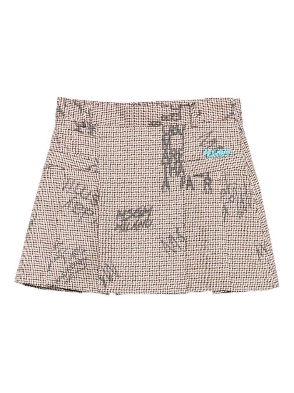Minigonna per bambina MSGM Kids marrone con stampa grafica - Rubino Kids
