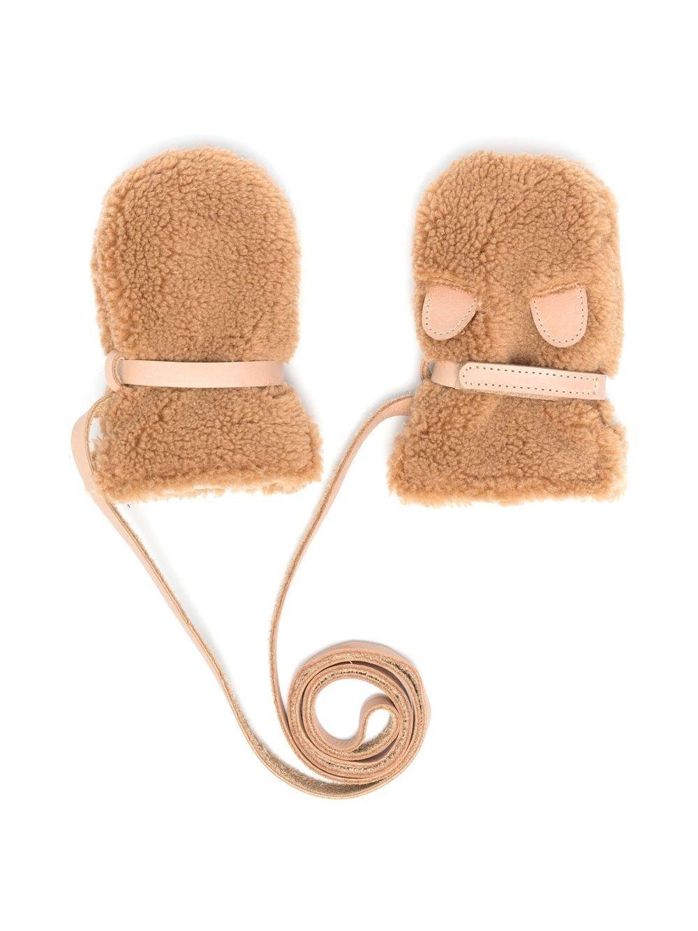 Muffole per neonati Donsje beige con dettaglio shearling - Rubino Kids