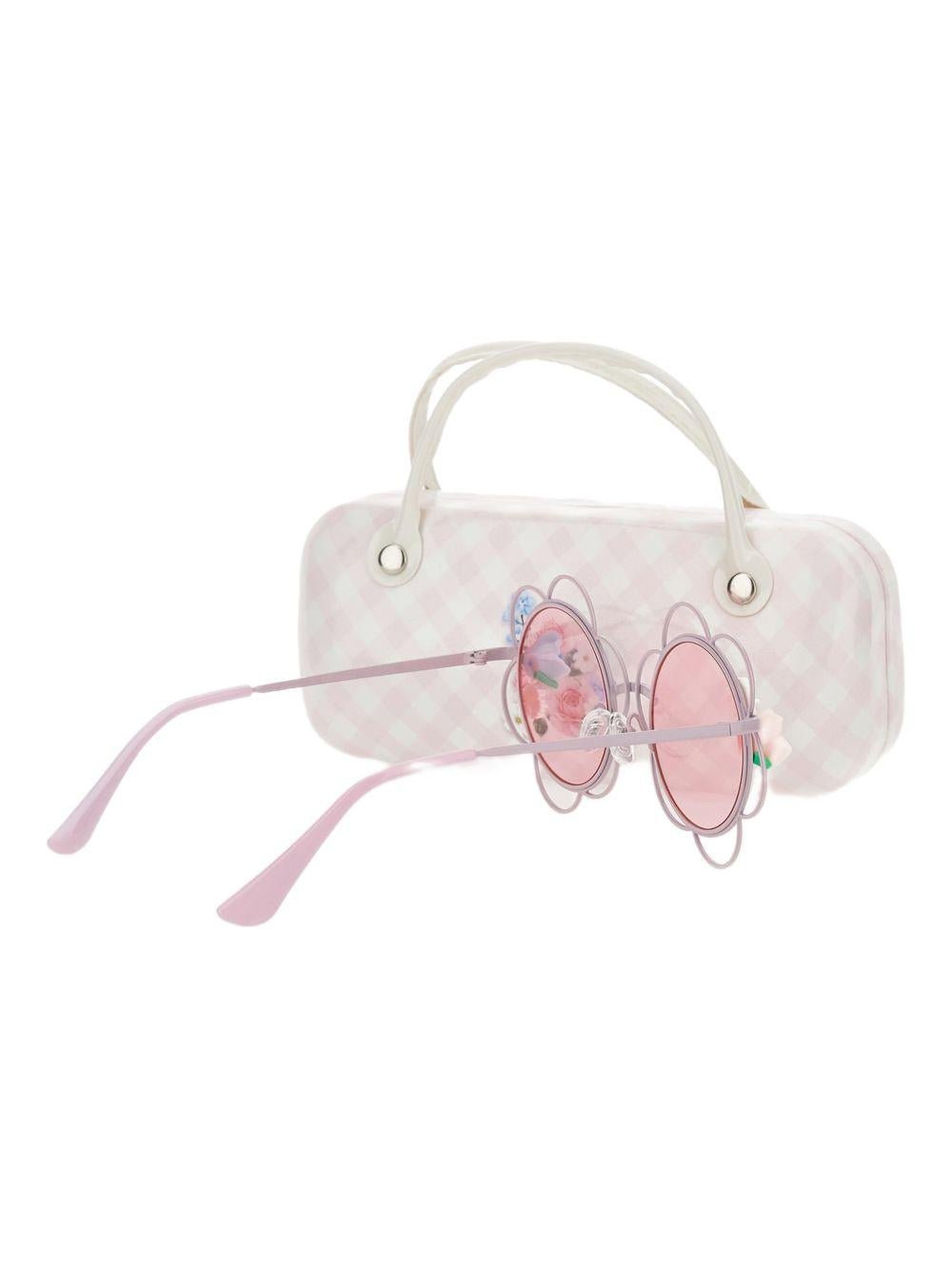 Occhiali da sole per bambina Monnalisa rosa con decorazione a fiori - Rubino Kids