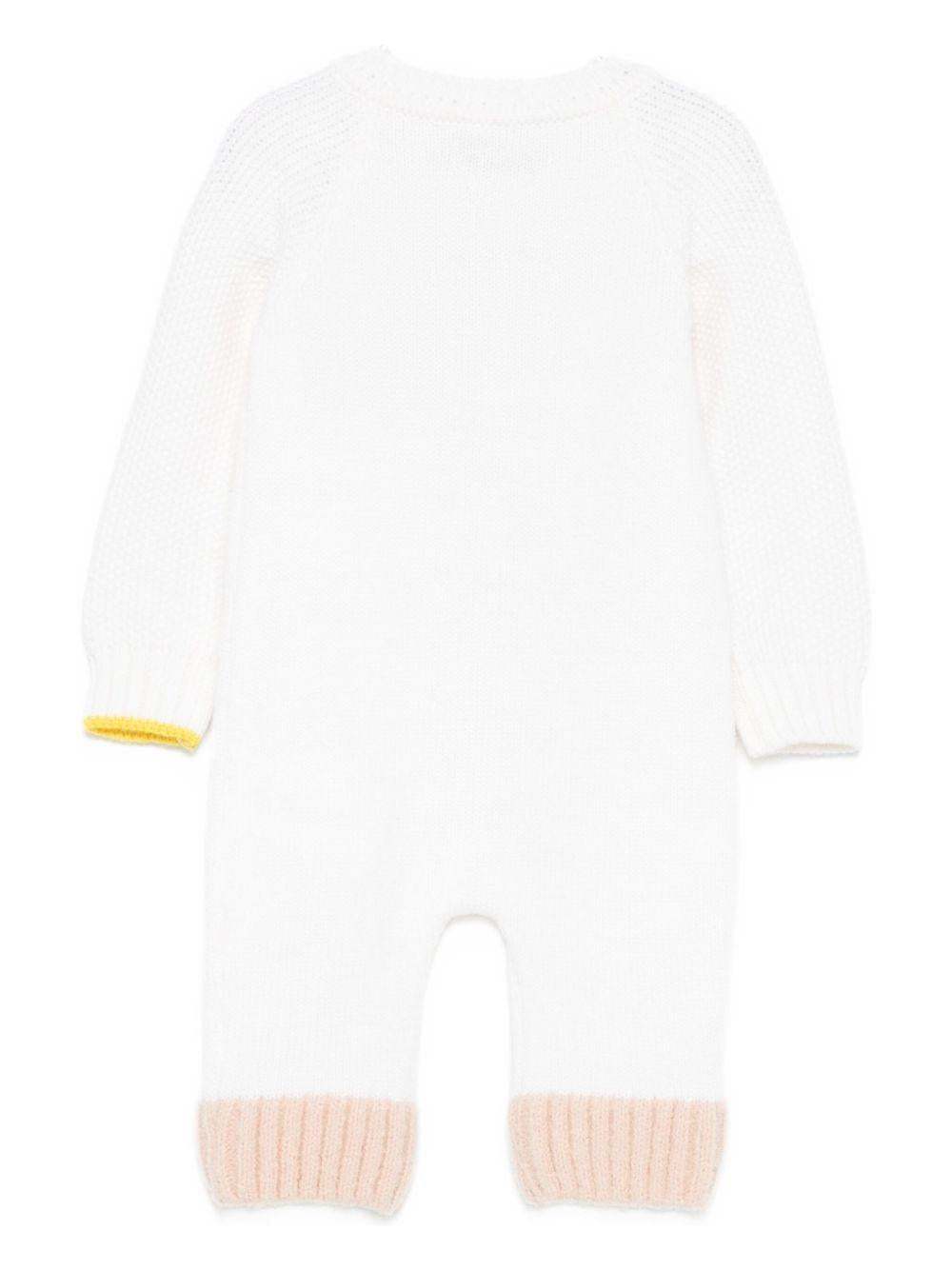 Pagliaccetto per neonata Gensami Kids bianco lavorato a maglia con bottoni - Rubino Kids