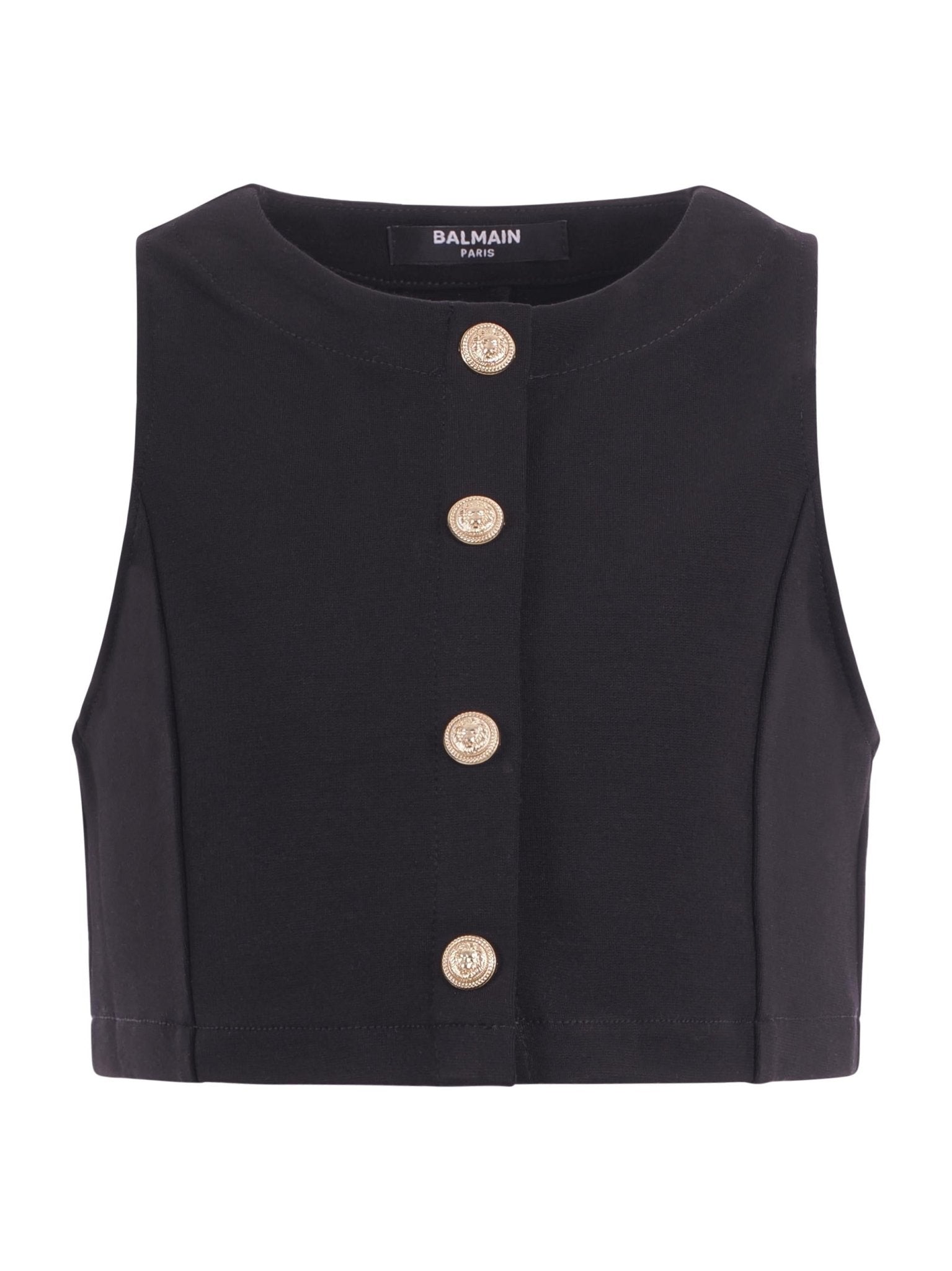 Panciotto per bambina Balmain Kids nero con bottoni dorati sul davanti - Rubino Kids