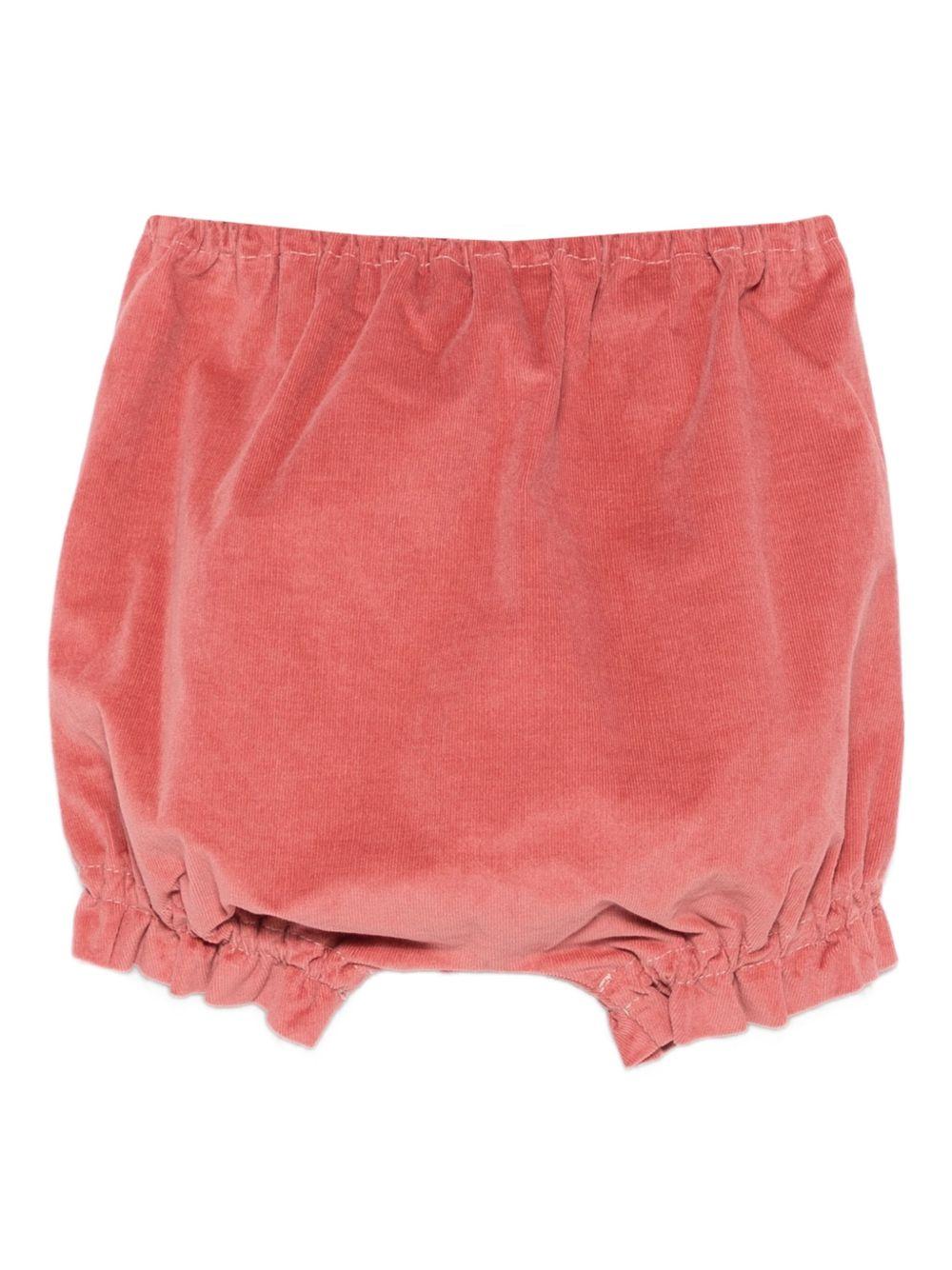 Pantaloncini per neonata Mariella Ferrari corallo di velluto a coste arricciati - Rubino Kids